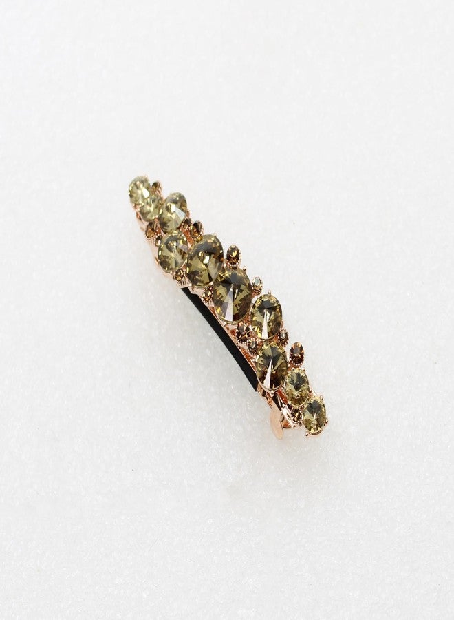 Faship Smoked Topaz Chocolate Brown Rhinestone Crystal Floral Small Hair Barrette Clip - Image 4